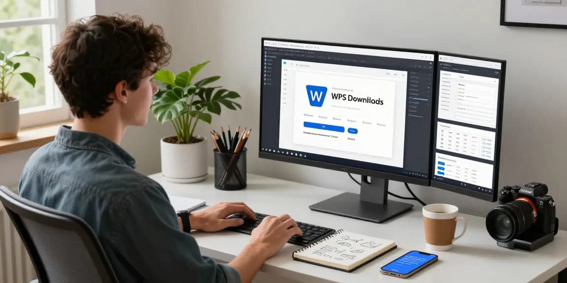 WPS Download interface shown on a modern workspace screen.