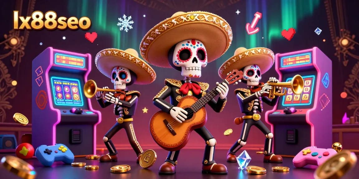 Experience the vibrant energy of LX88SEO in a colorful casino scene with Mariachi skeletons and dynamic game elements.