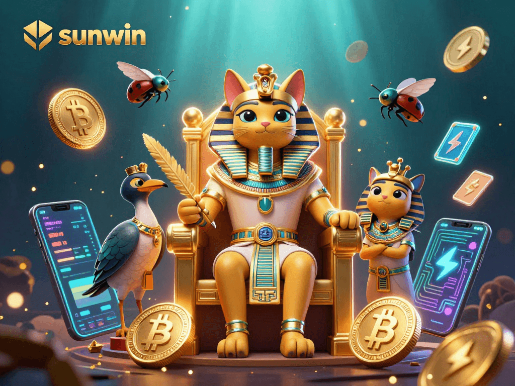 Engage with the sunwin casino experience featuring pharaoh cat and cryptocurrency elements.