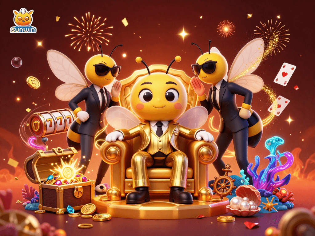 Experience sunwin with a 3D cartoon mob boss in a dynamic casino scene filled with excitement and wealth.