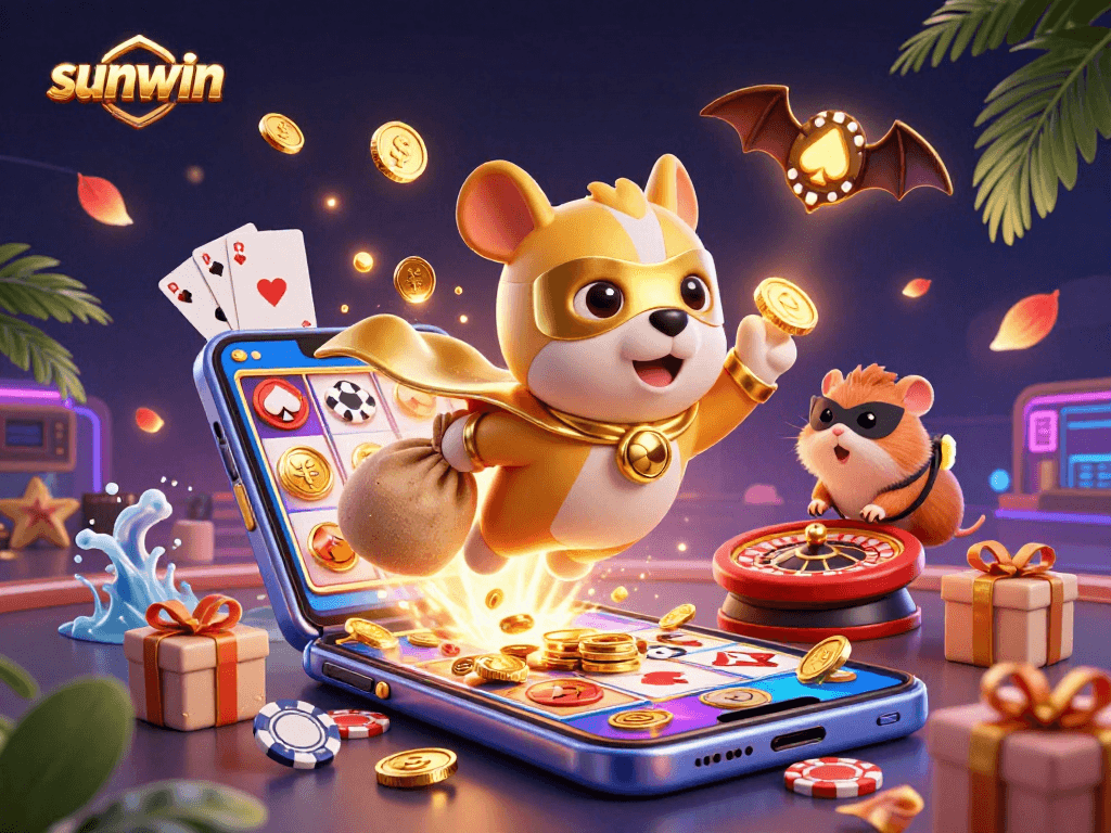 Engage in thrilling gameplay with sunwin's vibrant casino scene featuring a superhero dog.