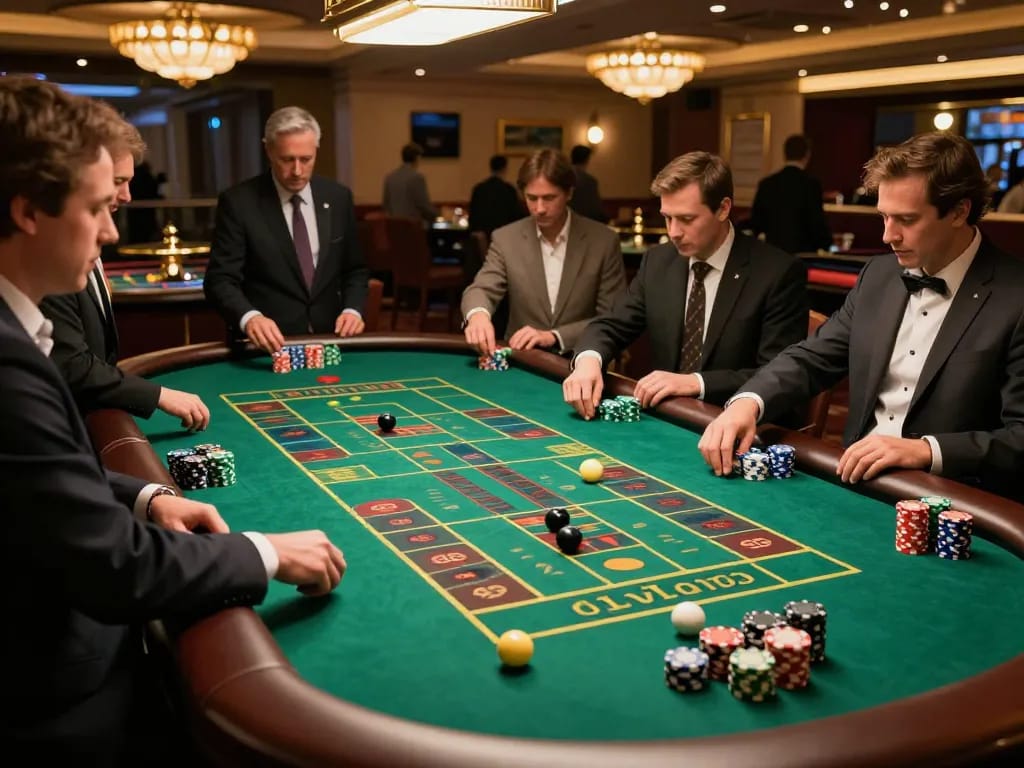 Players placing bets at a roulette table, capturing the excitement of gaming at oxbet net.