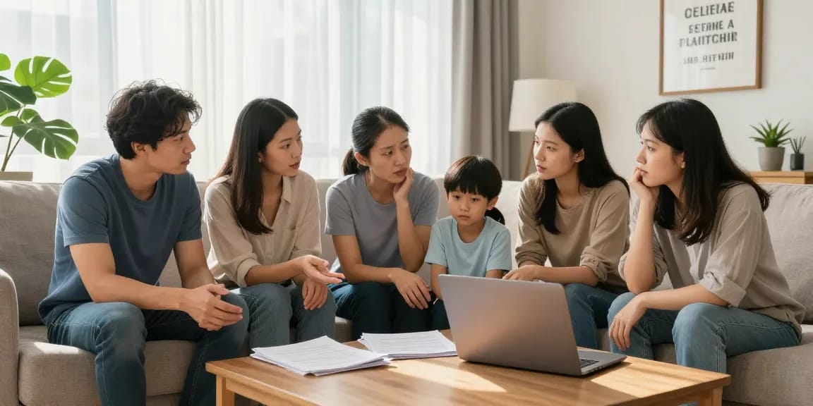 Family exploring best timeshare exit companies options in cozy living room