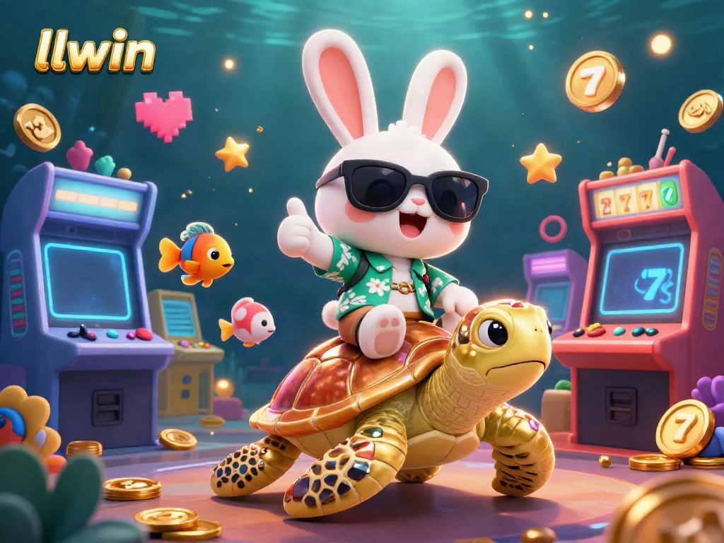 Experience thrill with llwin's lucky rabbit and turtle in a vibrant casino undersea adventure.
