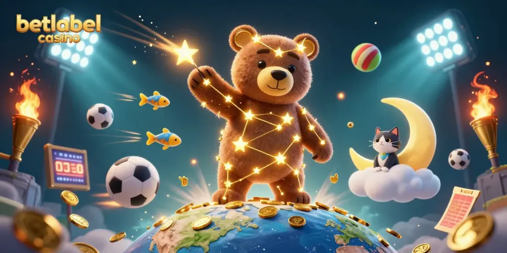 Betlabel casino offers exciting gaming action with stars, coins, and vibrant elements.