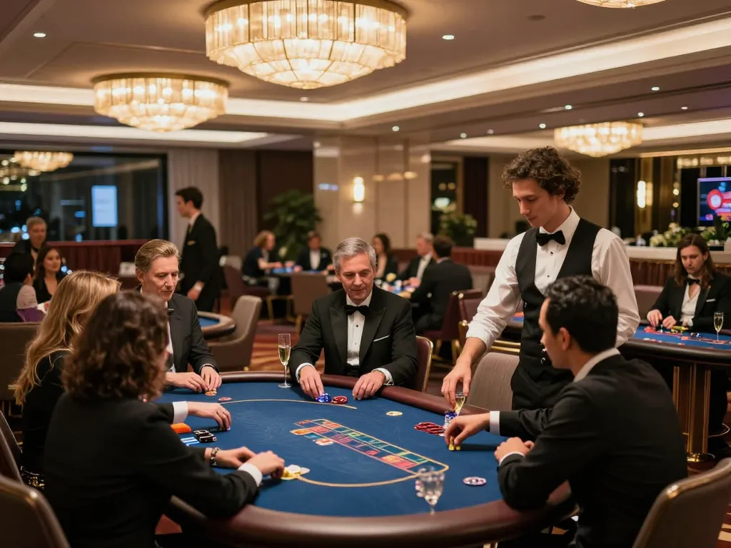 Players engaging in interactive poker at nhà cái Net88's luxurious gaming lounge, showcasing exceptional atmosphere.