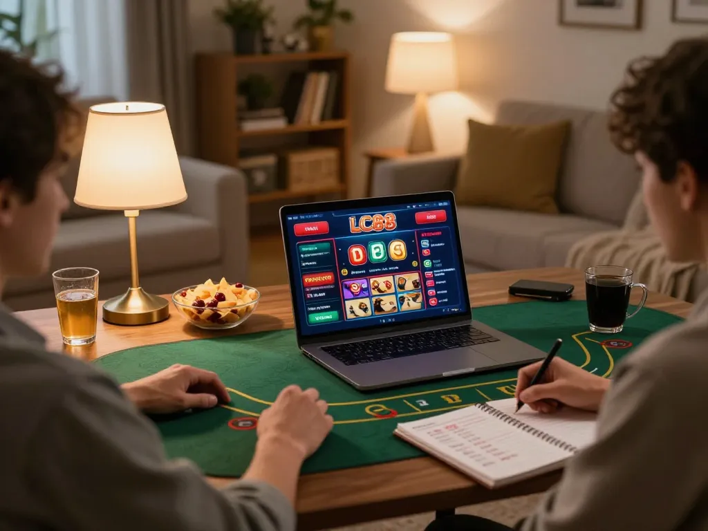 Play LC88 online casino from a cozy home setup with strategic notes and drinks