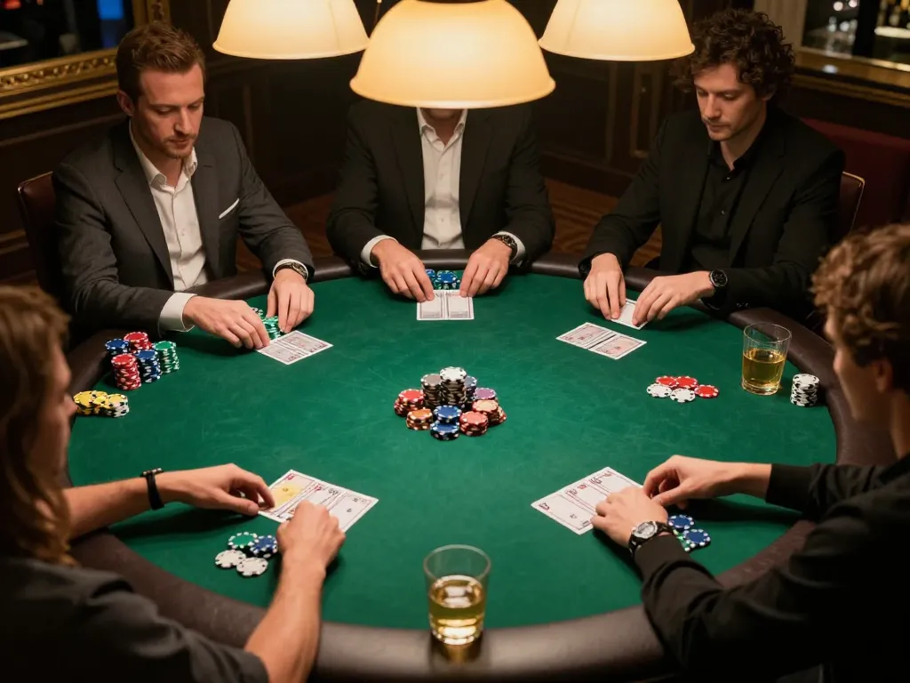 Players engaging in a thrilling home poker night while using five88 com to enhance their gambling experience.