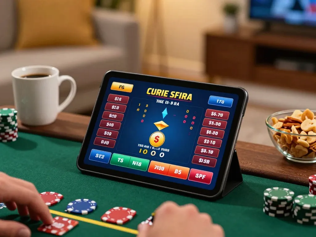 Player enjoying live dealer blackjack on tablet, showcasing VU88's engaging online gaming experience.