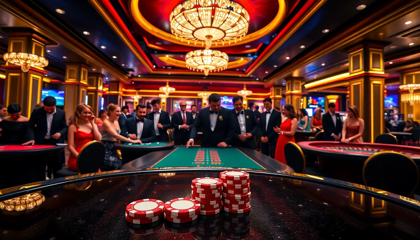 Players enjoying a thrilling moment at du88 casino tables, immersed in high-stakes gambling action.