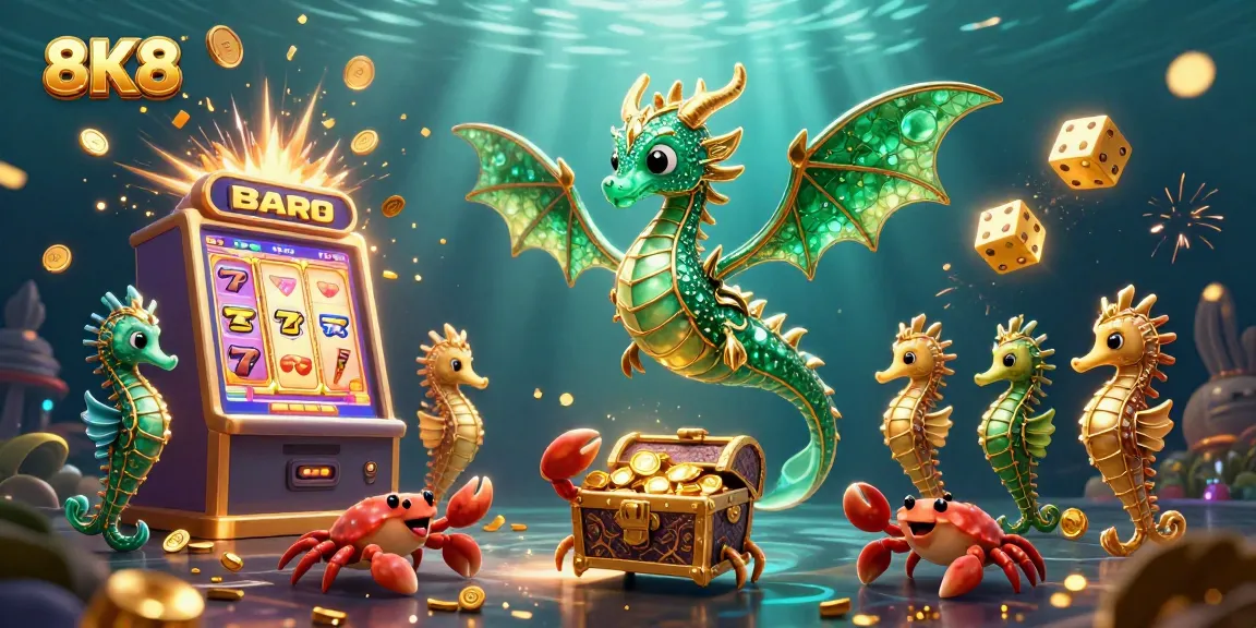 Experience thrilling 8K8 gameplay with a vibrant casino scene featuring exciting characters and game elements.