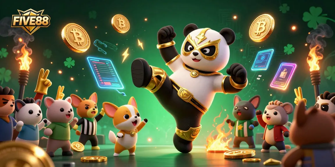Experience thrilling gameplay at FIVE88 with a vibrant panda and dynamic casino action.