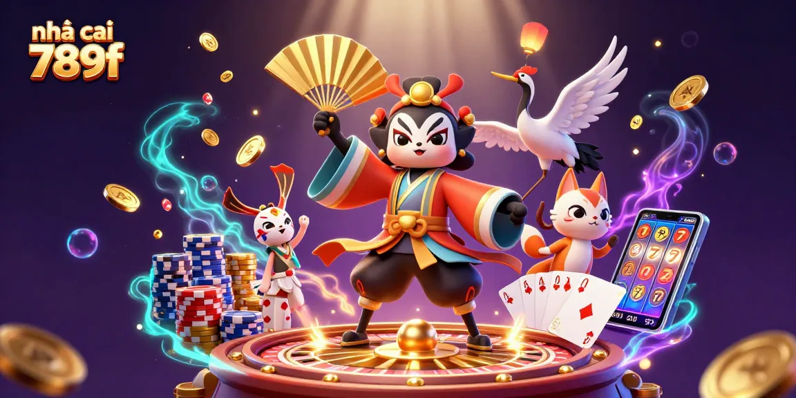 Engage with nhà cái 789f's thrilling gambling universe featuring vibrant characters and exciting casino elements.
