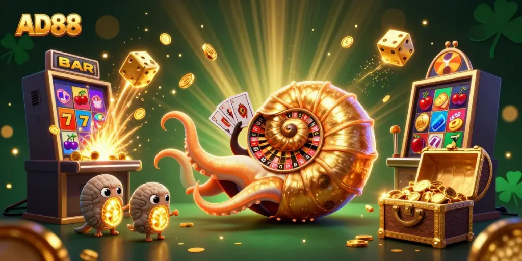 Experience thrilling gameplay at AD88 with our 3D nautilus roulette wheel and jackpot action.