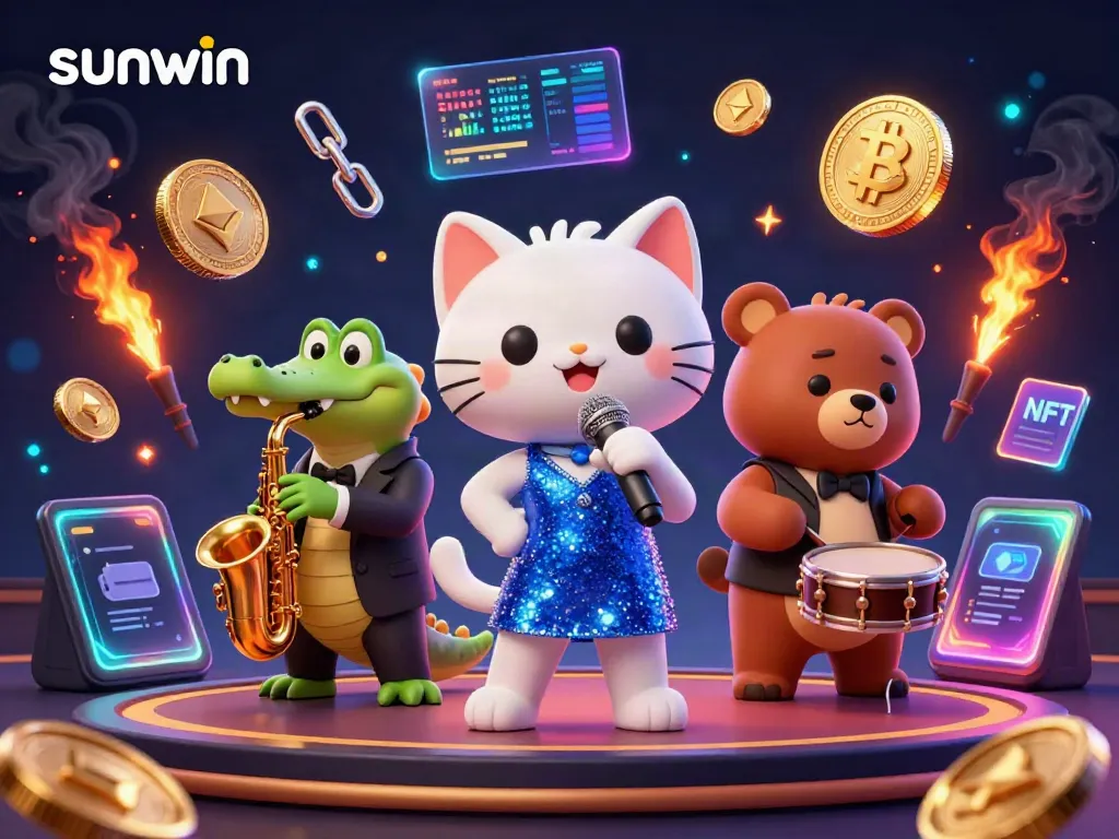 Engage with sunwin's vibrant casino experience featuring cartoon characters performing on stage.