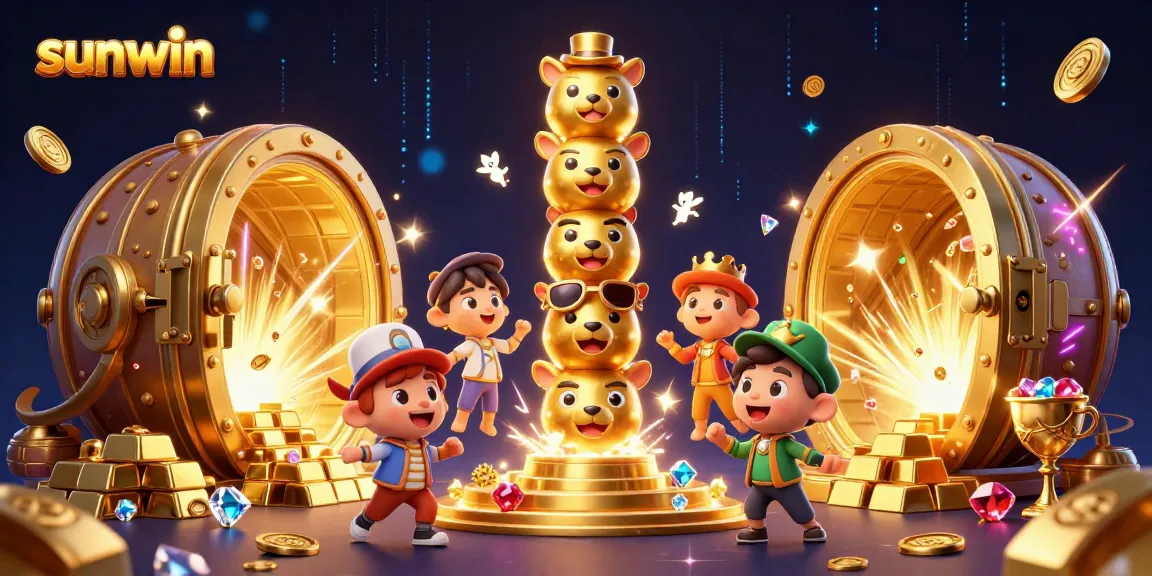 Win big with sunwin at this vibrant casino-themed illustration featuring exciting game elements.