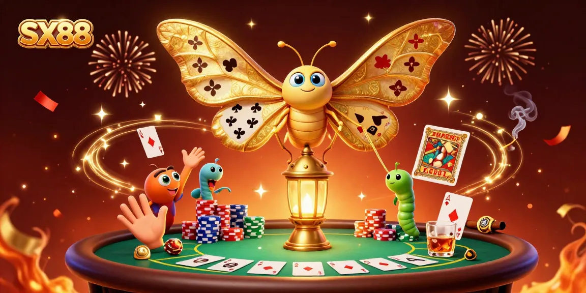 SX88 captivates players with a magical, vibrant casino scene featuring the enchanted atlas moth.