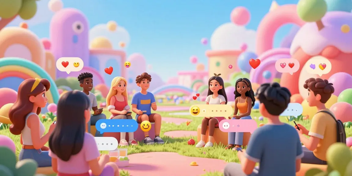 Interactive ai hentai chat experience with diverse characters in a colorful digital landscape