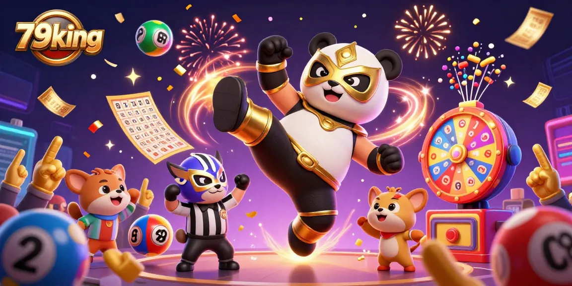 Experience dynamic gaming action at 79king with vibrant illustrations of casino excitement and playful characters.