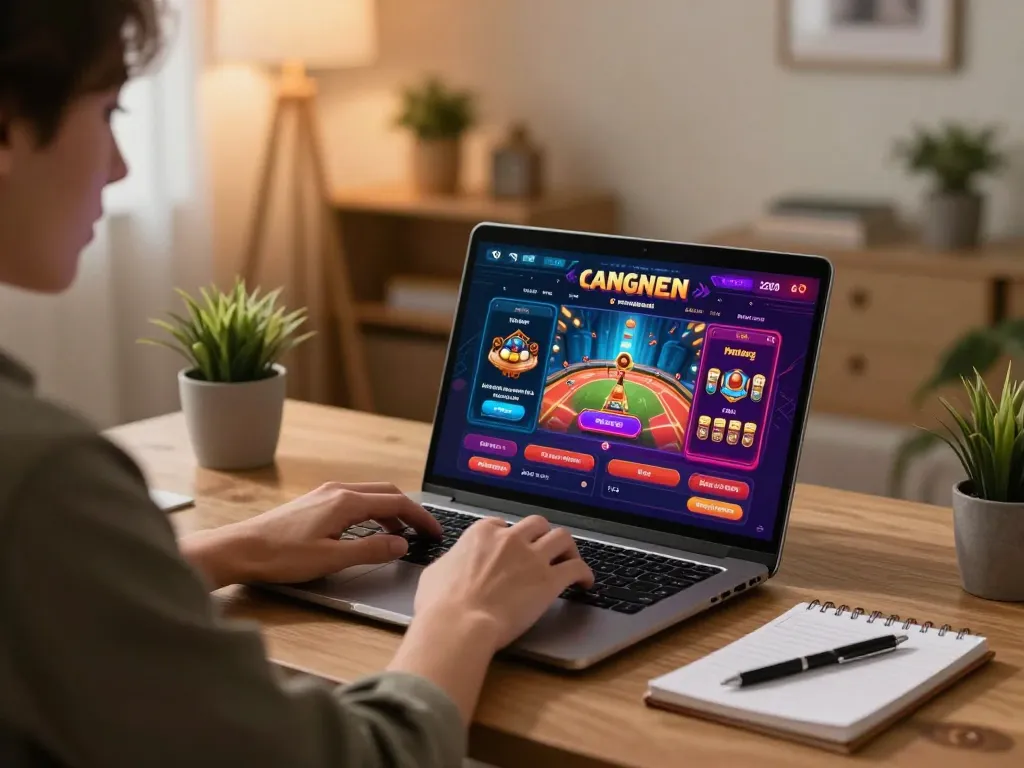 The impactxoft of responsible online gaming highlighted in a cozy home setting with a person focused on a casino app.