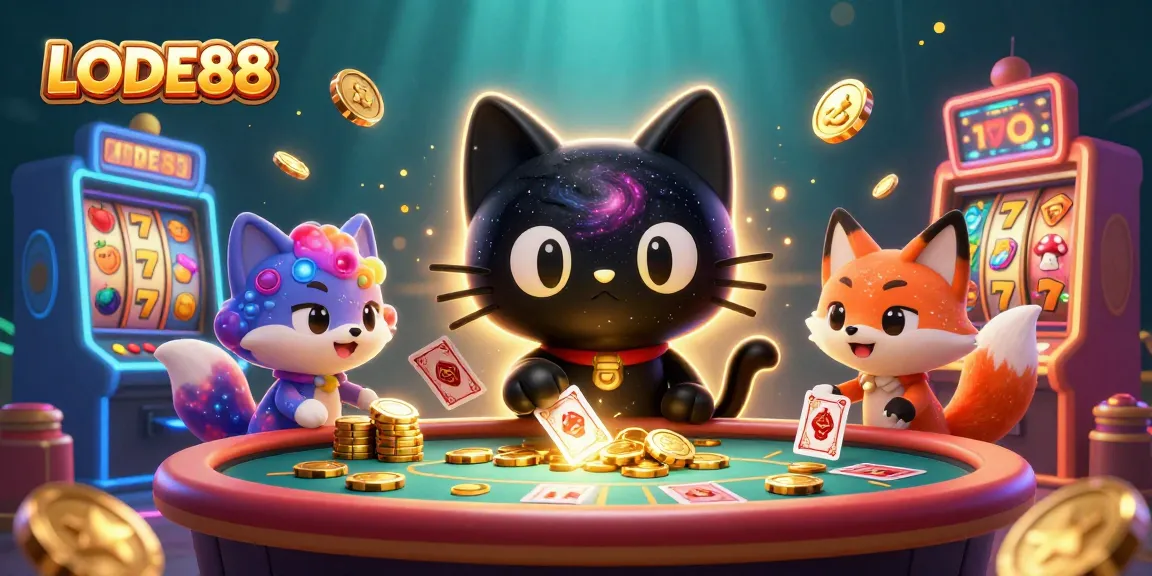 Experience the thrilling LODE88 casino atmosphere with dynamic 3D elements and cosmic characters.