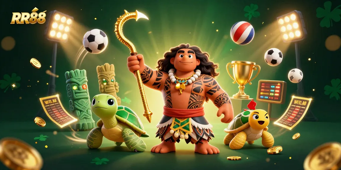 Experience RR88's thrilling casino adventure with a dynamic 3D sports betting scene.
