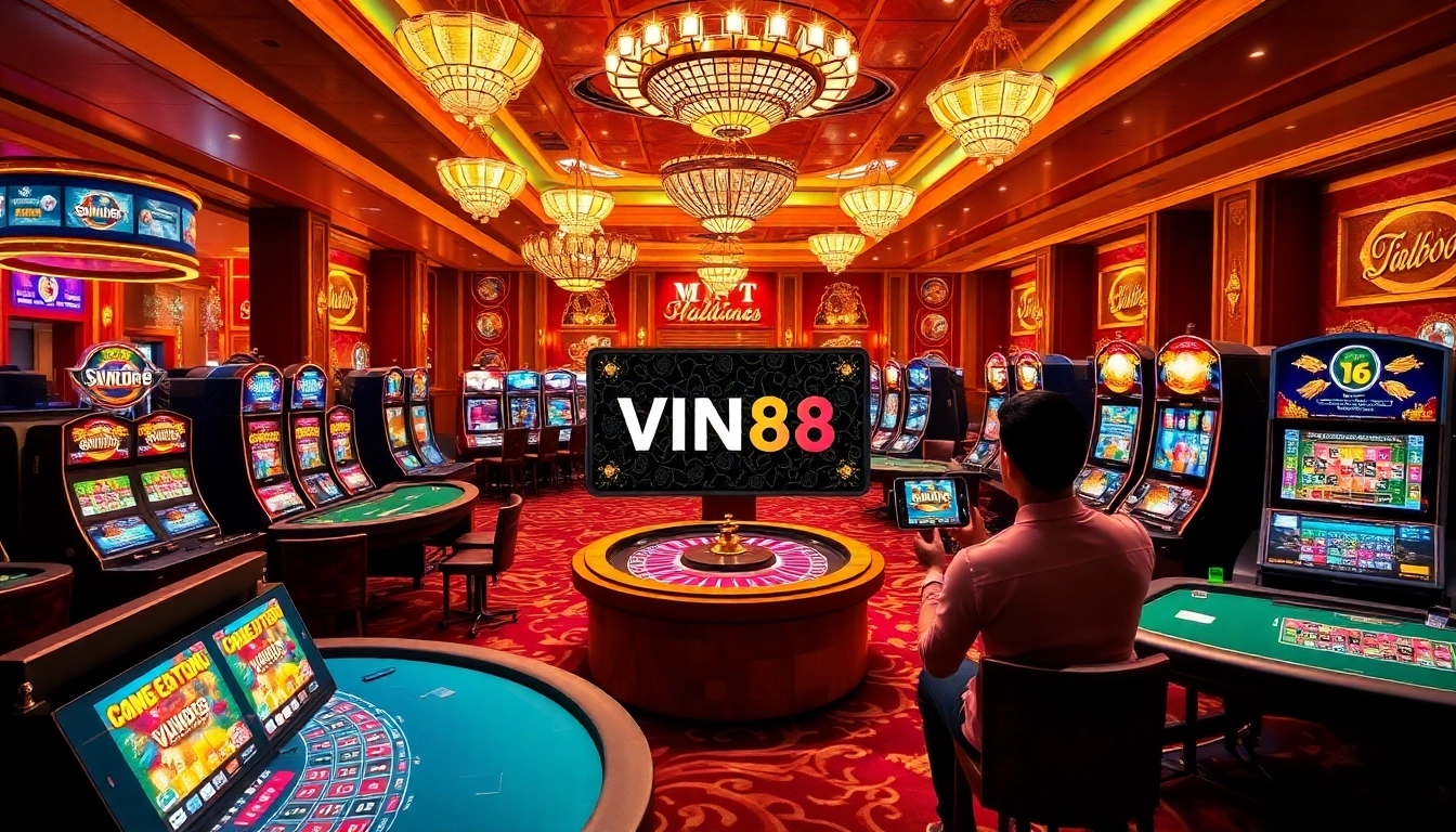 Engage in thrilling gameplay at VIN88's luxurious online casino experience.