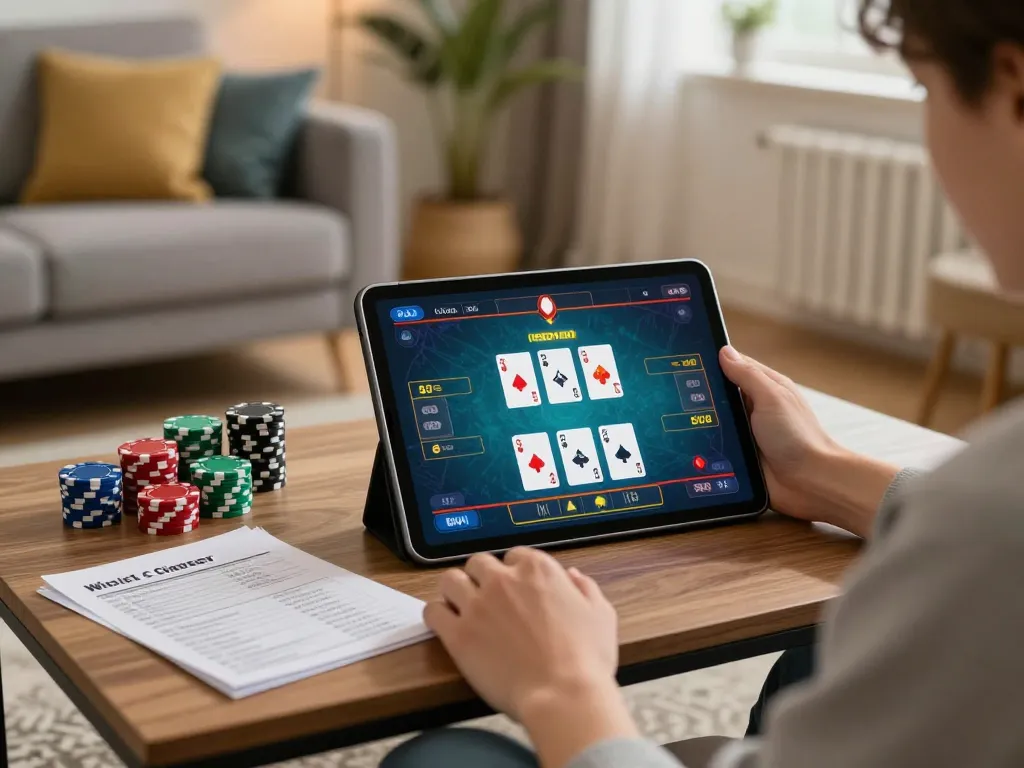 Player enjoying an online game at FIVE88 while reviewing strategies in a cozy setting