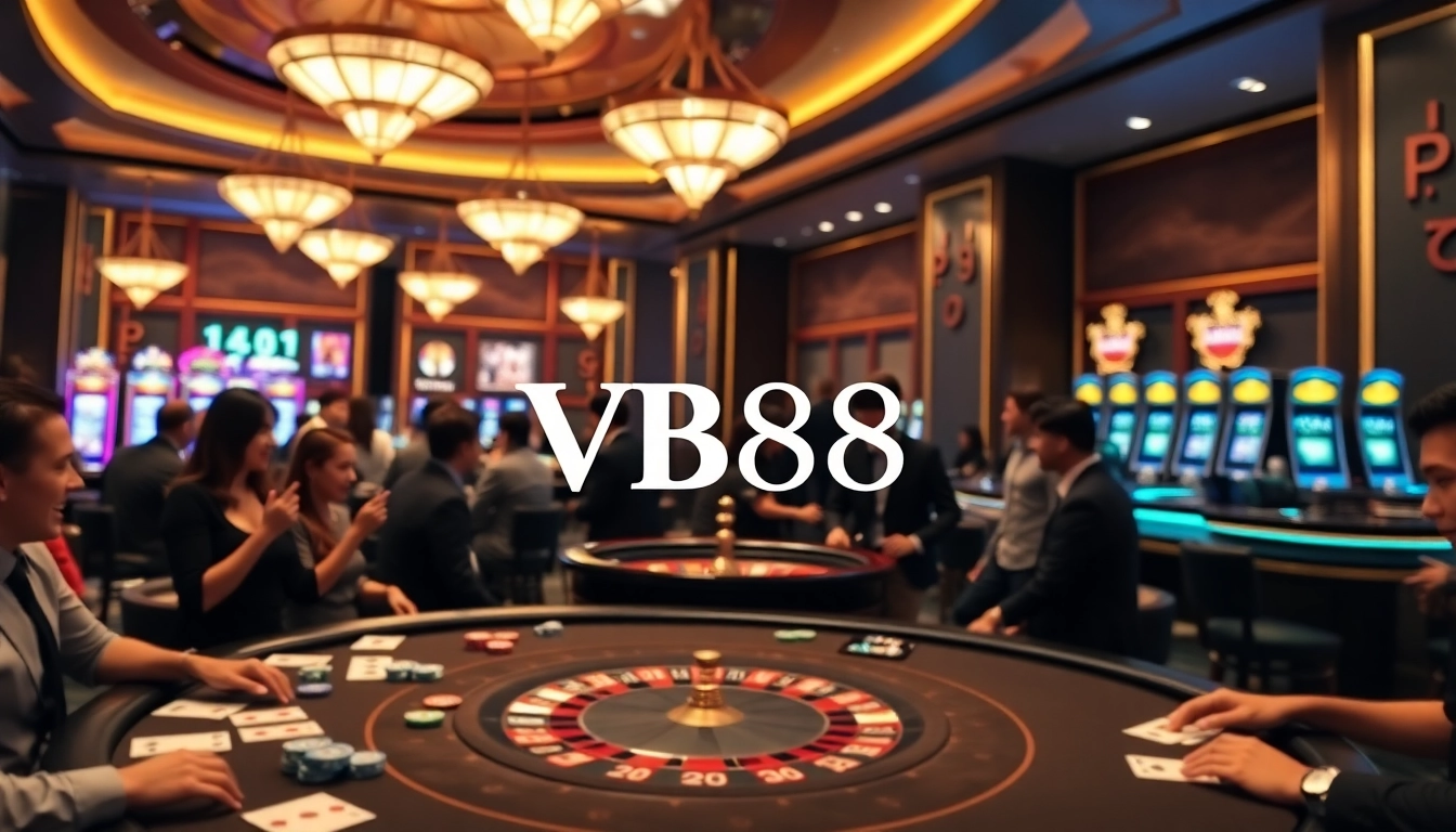 Experience the thrill of VB88 at a luxury casino table with poker chips and cards.