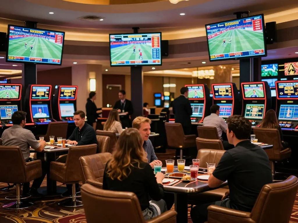 Experience live sports betting excitement at 8xx.space with multiple screens and engaged players