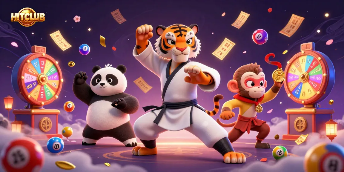 Engage in thrilling gameplay with HITCLUB, featuring vibrant elements like lottery balls and golden prizes.