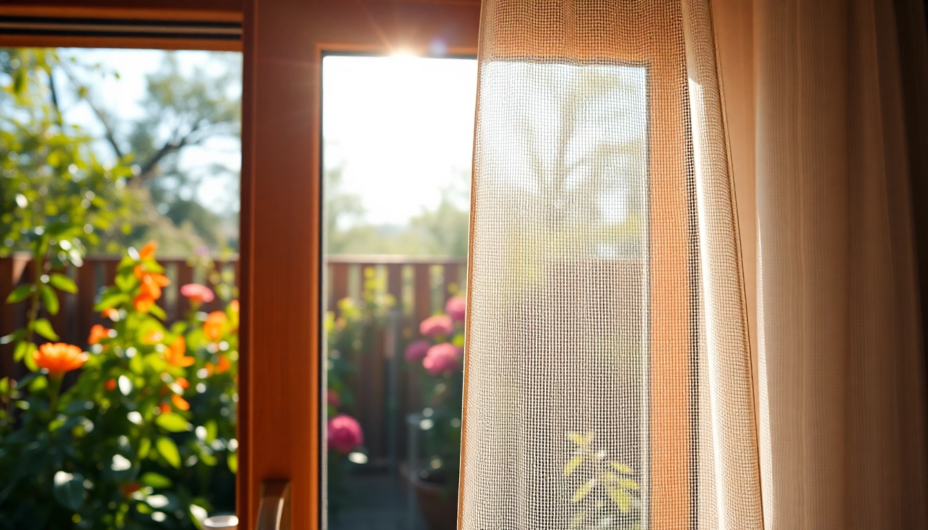 Zainstalowane moskitiery na wymiar na oknie, pokazujące trwałą siatkę ochronną.