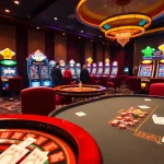 Experience thrilling gaming at 23win with a vibrant casino setting featuring poker, roulette, and slots.