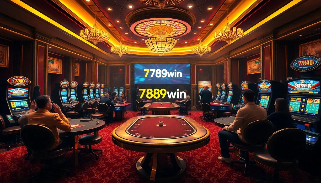 Players enjoying a thrilling casino experience at 789win with poker and slot machines.