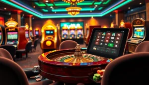 Experience the excitement of uu88 at a sophisticated casino table with vibrant games and elegant decor.