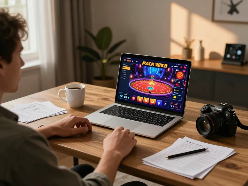 Person engaging with online gaming strategies on ta88ai.com, showcasing responsible entertainment in a cozy home setting.
