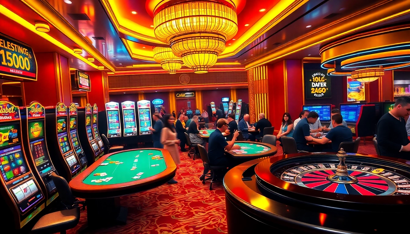 Players experiencing the thrill of gaming at https://dabet.business/ with lively poker tables and vibrant slots.