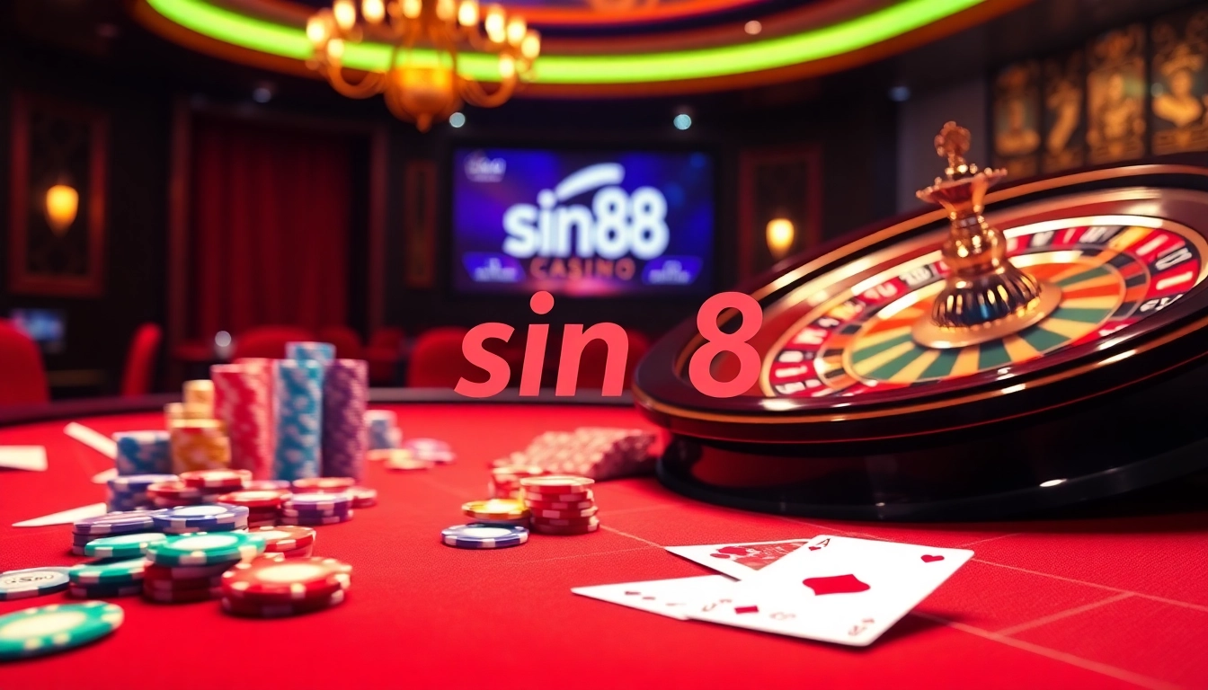 Experience the thrill of winning at sin88 with dynamic casino tables and vibrant gaming elements.