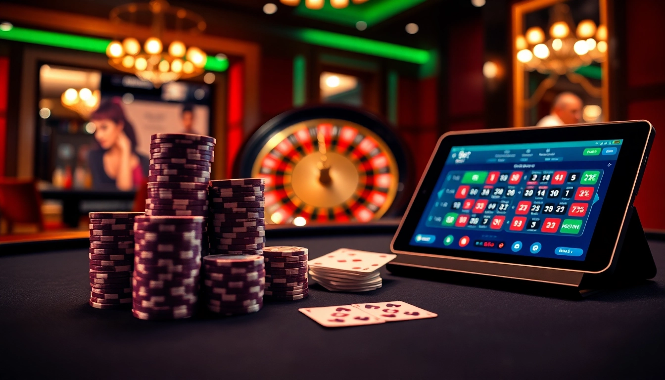 Experience thrilling poker action at 9bet casino, showcasing vibrant chips and professional tables.