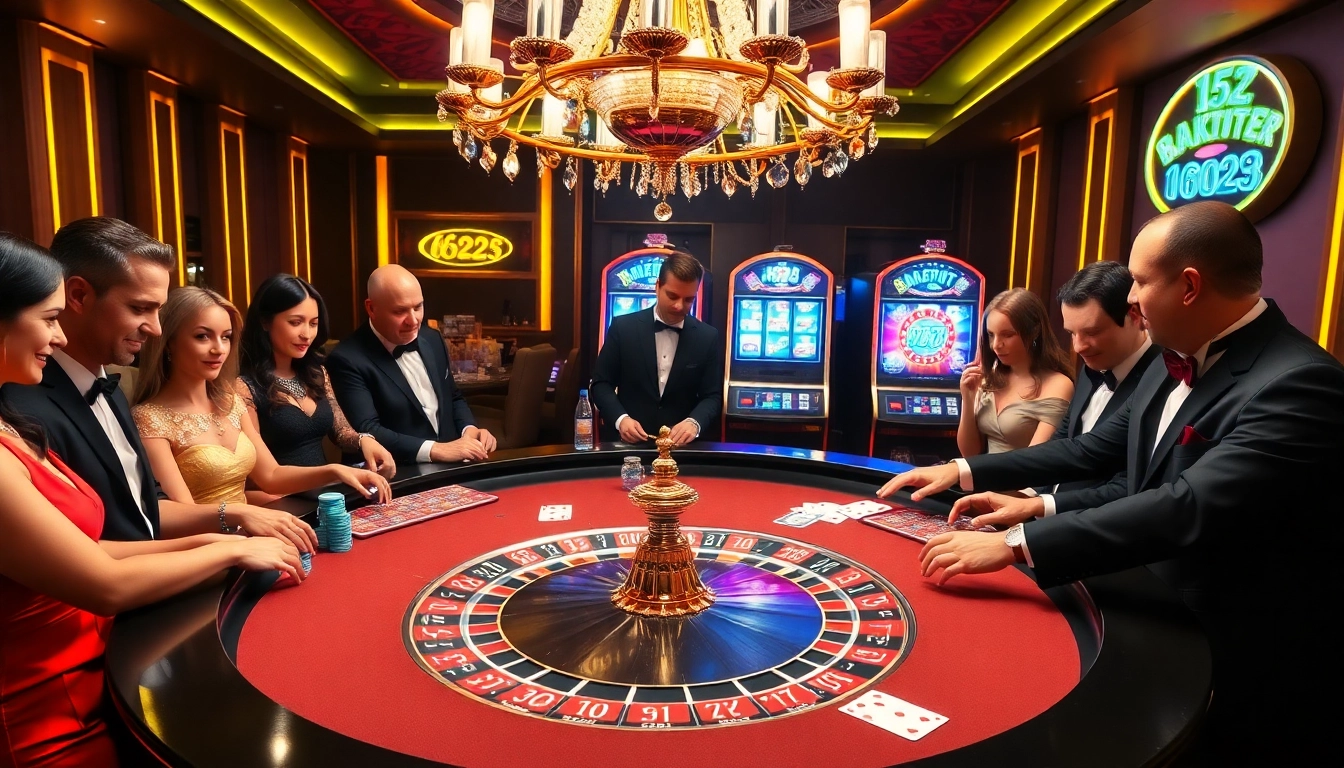 Experience the luxury and excitement of gambling with the 6623 casino, featuring vibrant roulette tables and colorful poker chips.