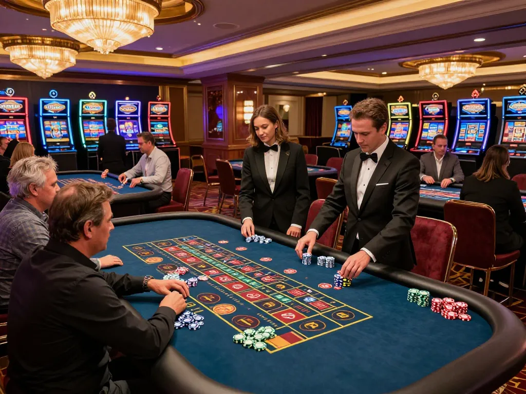 Players engaging in thrilling roulette action at VIN88 casino, showcasing vibrant gaming atmosphere with colorful chips.