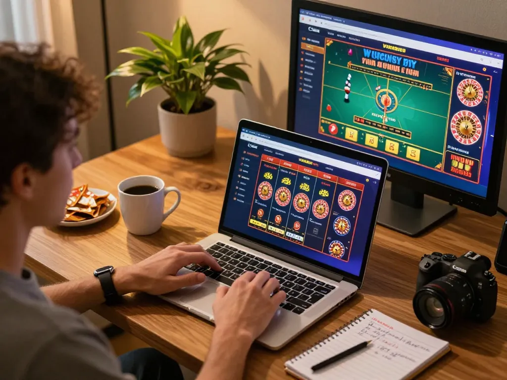 Engaging using the VU88 platform for online casino gaming at home.