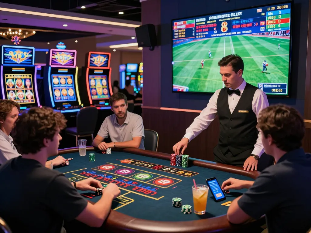 Exciting mmoo online gambling scene with players engaged in live games and betting activities.
