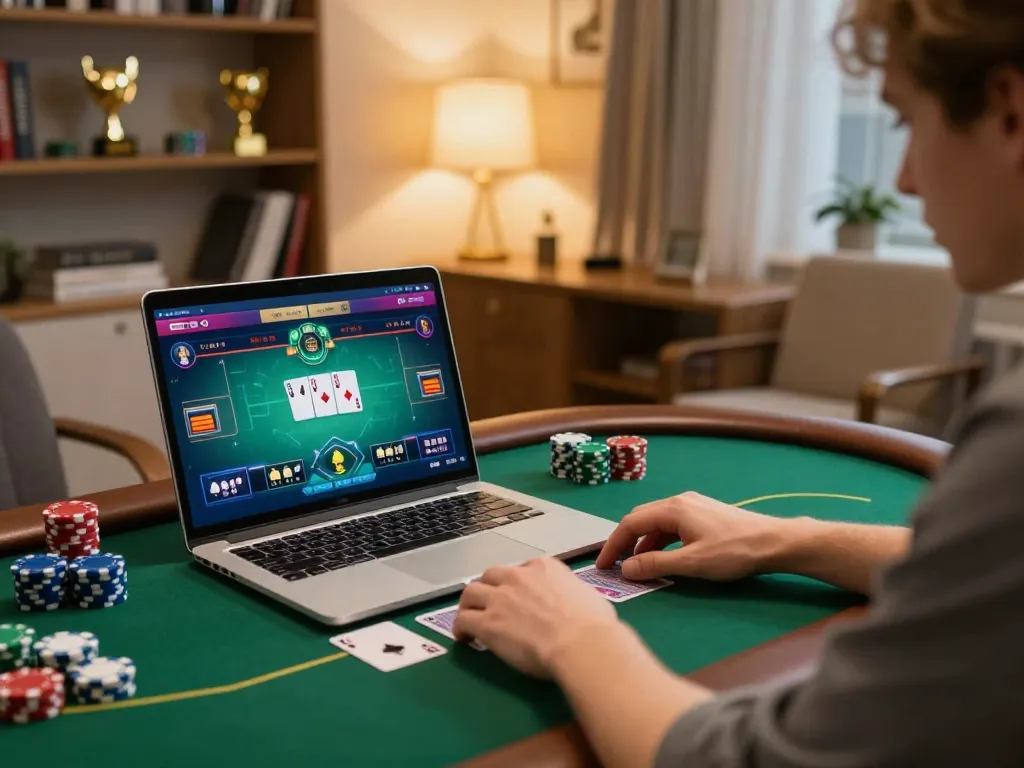 Engaging poker gameplay on ee88 platform in a cozy home environment.