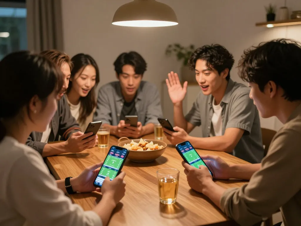Betting on kèo bóng đá trực tuyến with friends during an exciting sports betting night