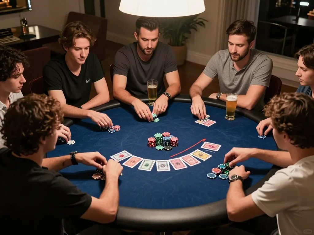 Tubidy mp3 sounds complementing an exciting home poker game atmosphere with engaging players and strategic gameplay.