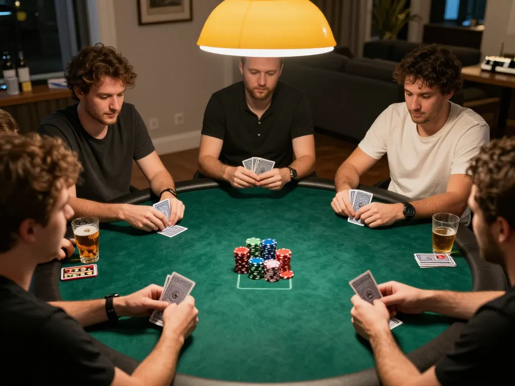 Players enjoying a poker night at home with lc88, enhancing social interaction and strategy.