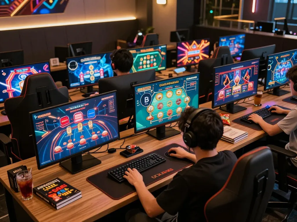 BCX88 player strategizing online with multiple screens showing casino games, reflecting focused gameplay