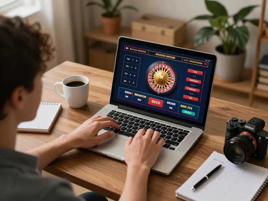 Player enjoying live dealer games with 88vv in modern home office setup.