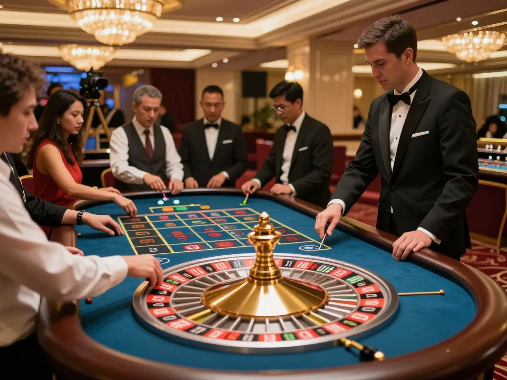 Experience the thrill of GA88 casino gaming as players engage in betting at a stylish roulette table.